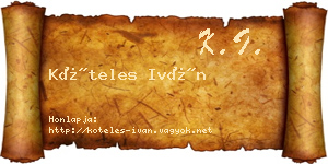 Köteles Iván névjegykártya