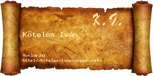 Köteles Iván névjegykártya